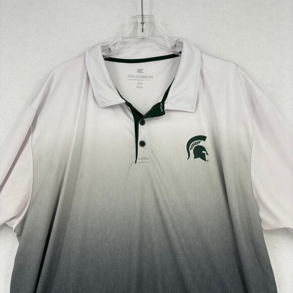 Colosseum Men's Polo Shirt Michigan State Spartans Ombre White to Black Size 3XL - Picture 2 of 8